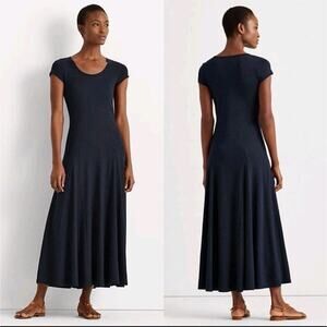 Lauren Ralph Lauren Sz M Navy Blue Jersey Cotton Modal Stretch Maxi Dress C21-49